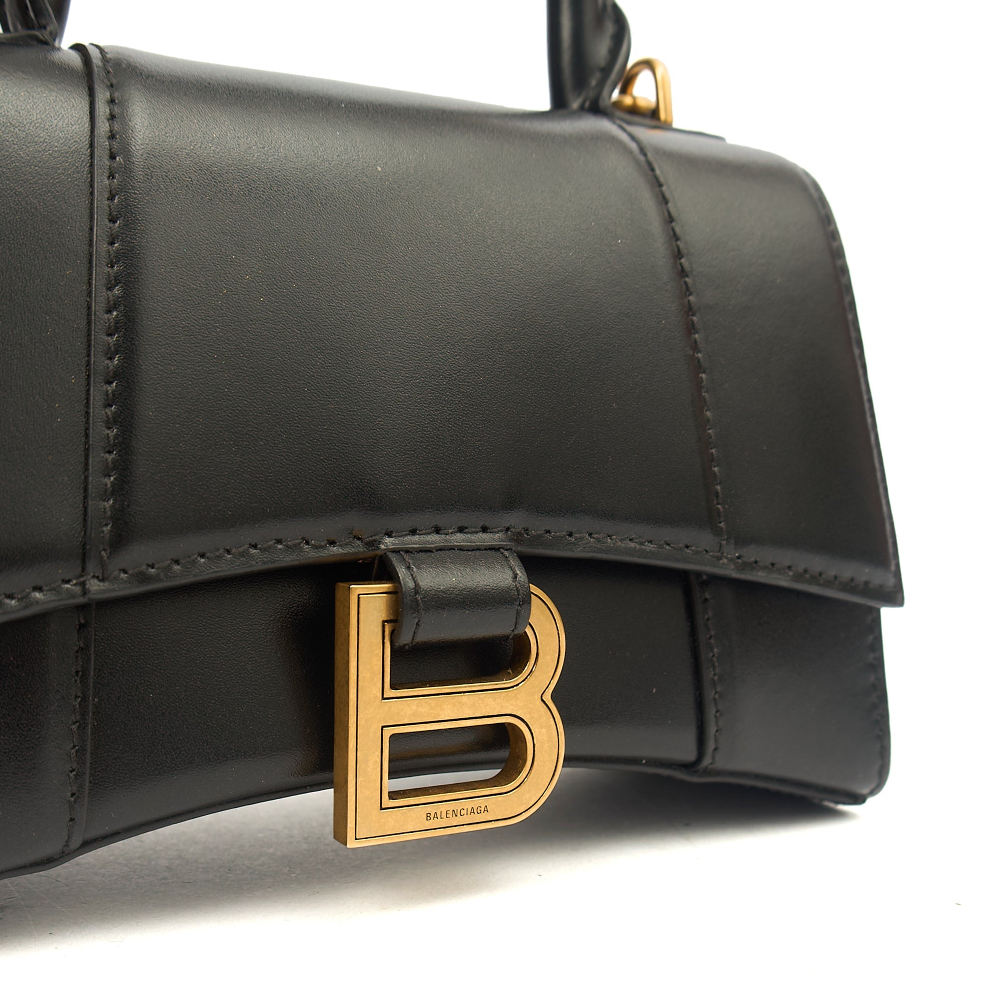 Balenciaga Cross Body Hourglass Top Handle XS in Black, Leather