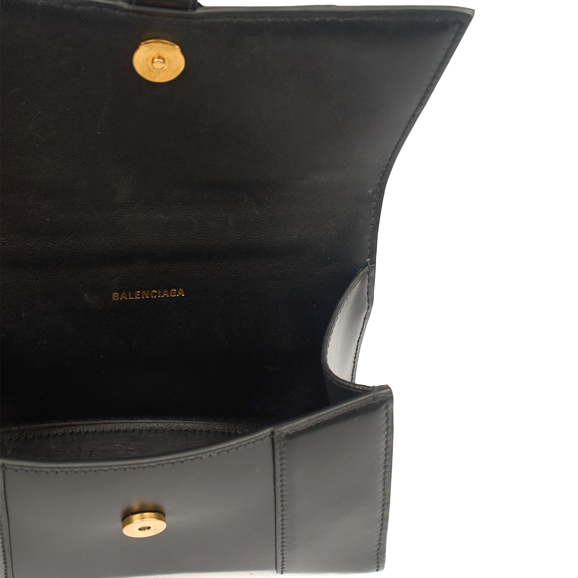 Balenciaga Cross Body Hourglass Top Handle XS in Black, Leather