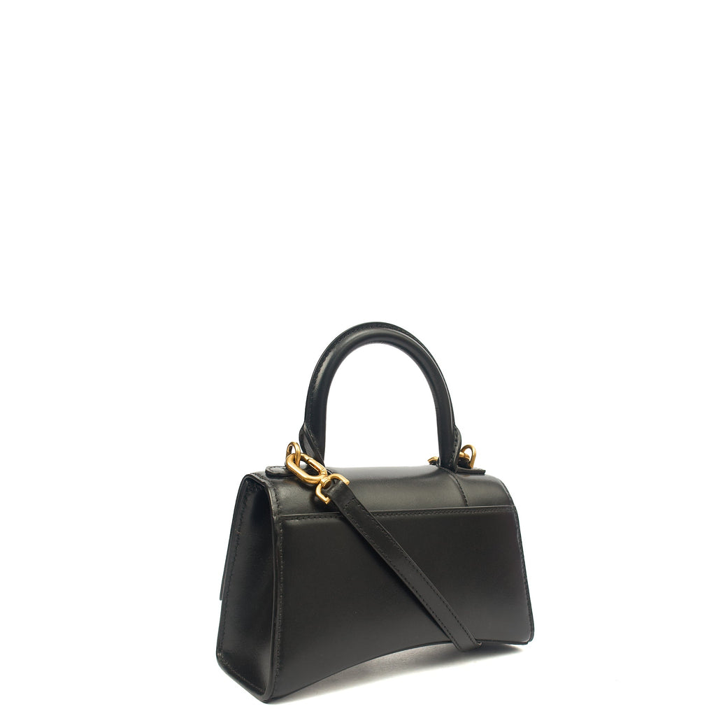 Balenciaga Cross Body Hourglass Top Handle XS in Black, Leather