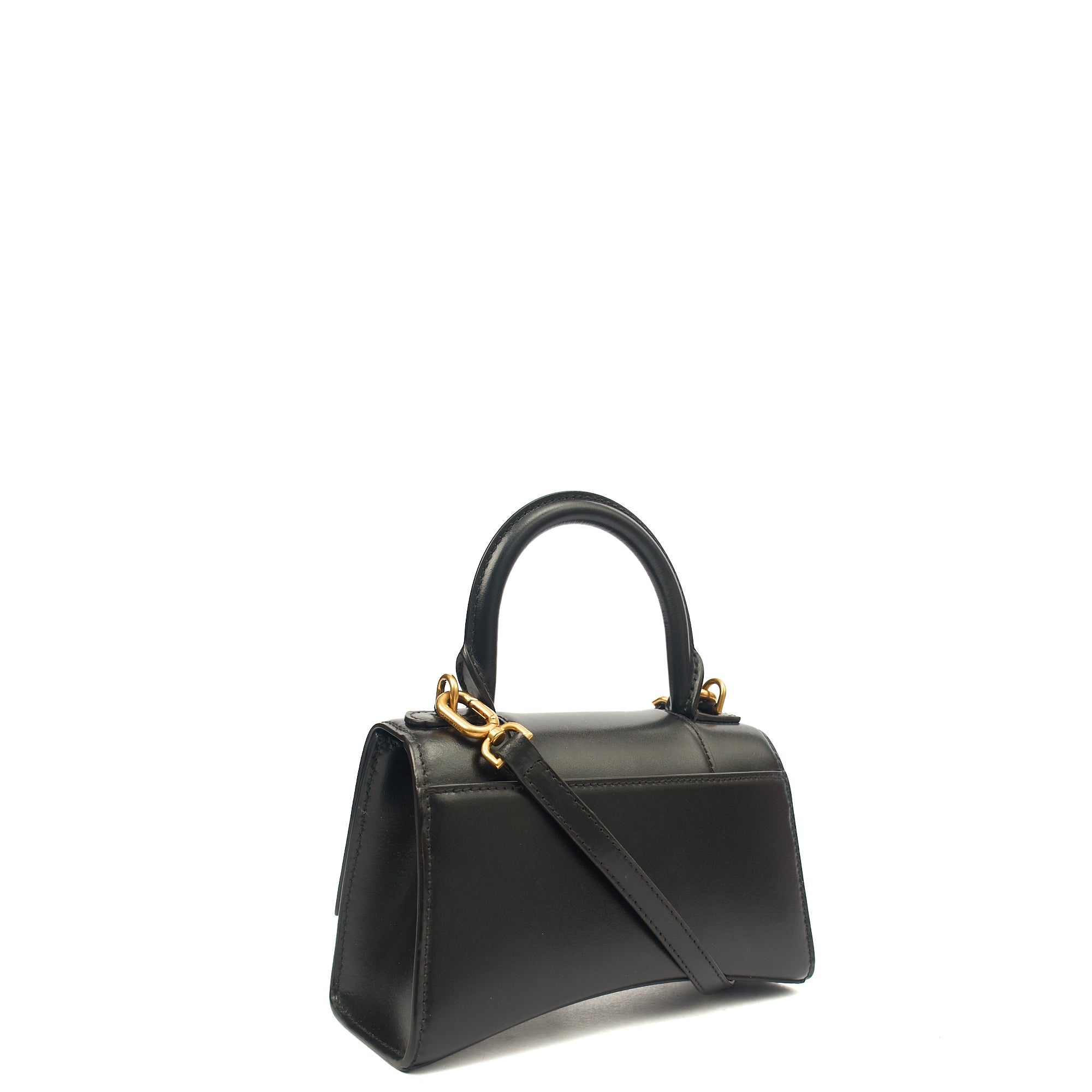 Balenciaga Cross Body Hourglass Top Handle XS in Black, Leather