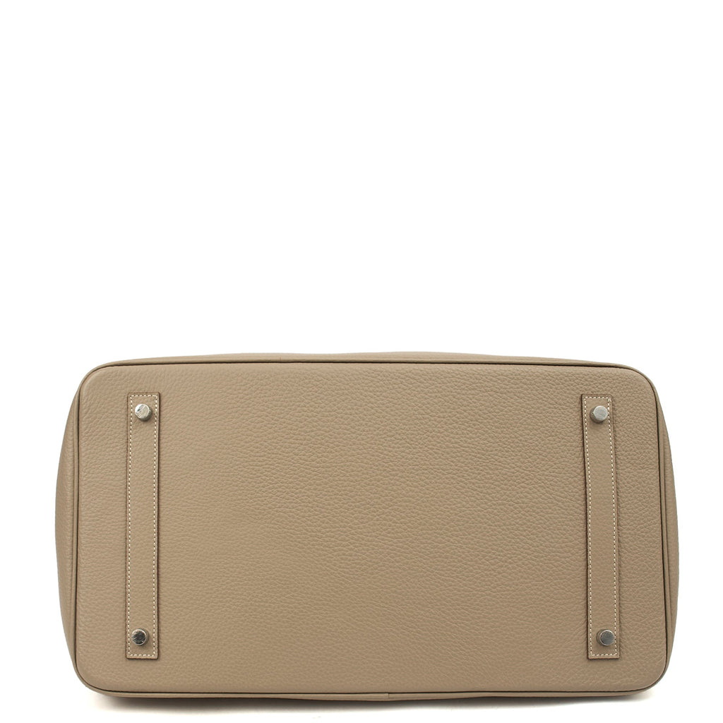 Hermes Tote Birkin 40 in Gris Tourterelle, Clemence Leather