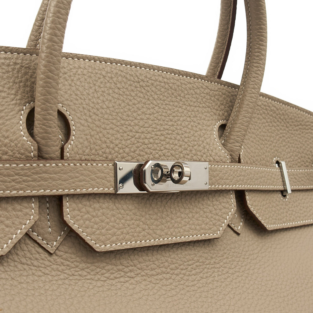 Hermes Tote Birkin 40 in Gris Tourterelle, Clemence Leather
