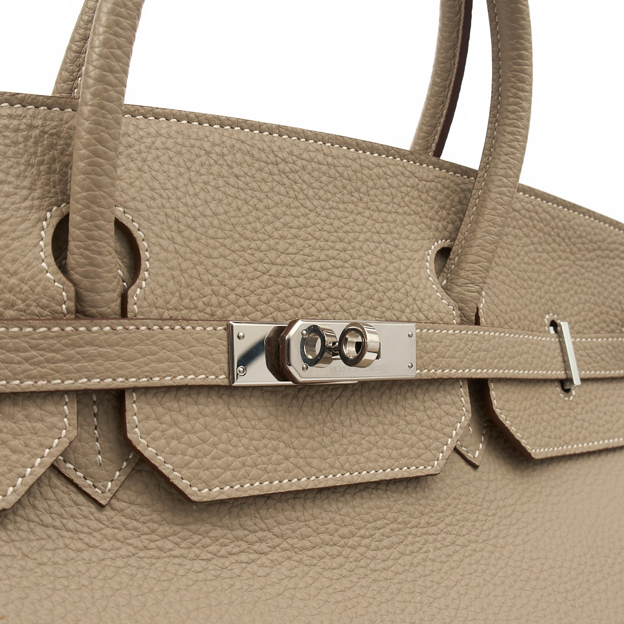 Hermes Tote Birkin 40 in Gris Tourterelle, Clemence Leather