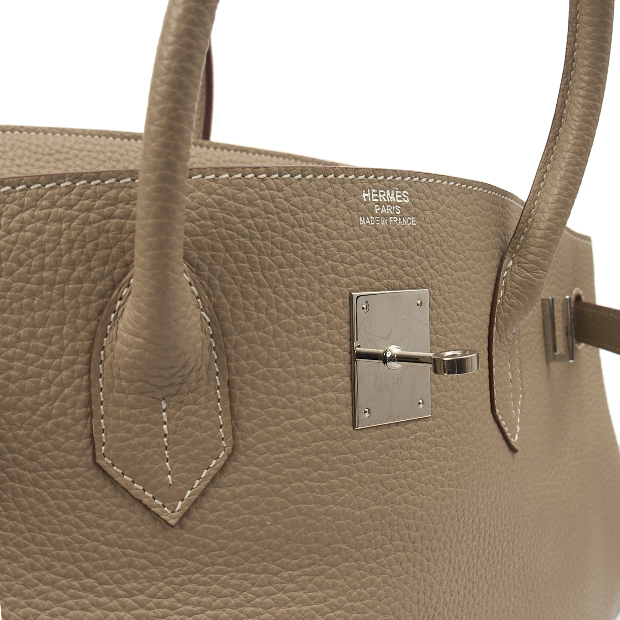 Hermes Tote Birkin 40 in Gris Tourterelle, Clemence Leather