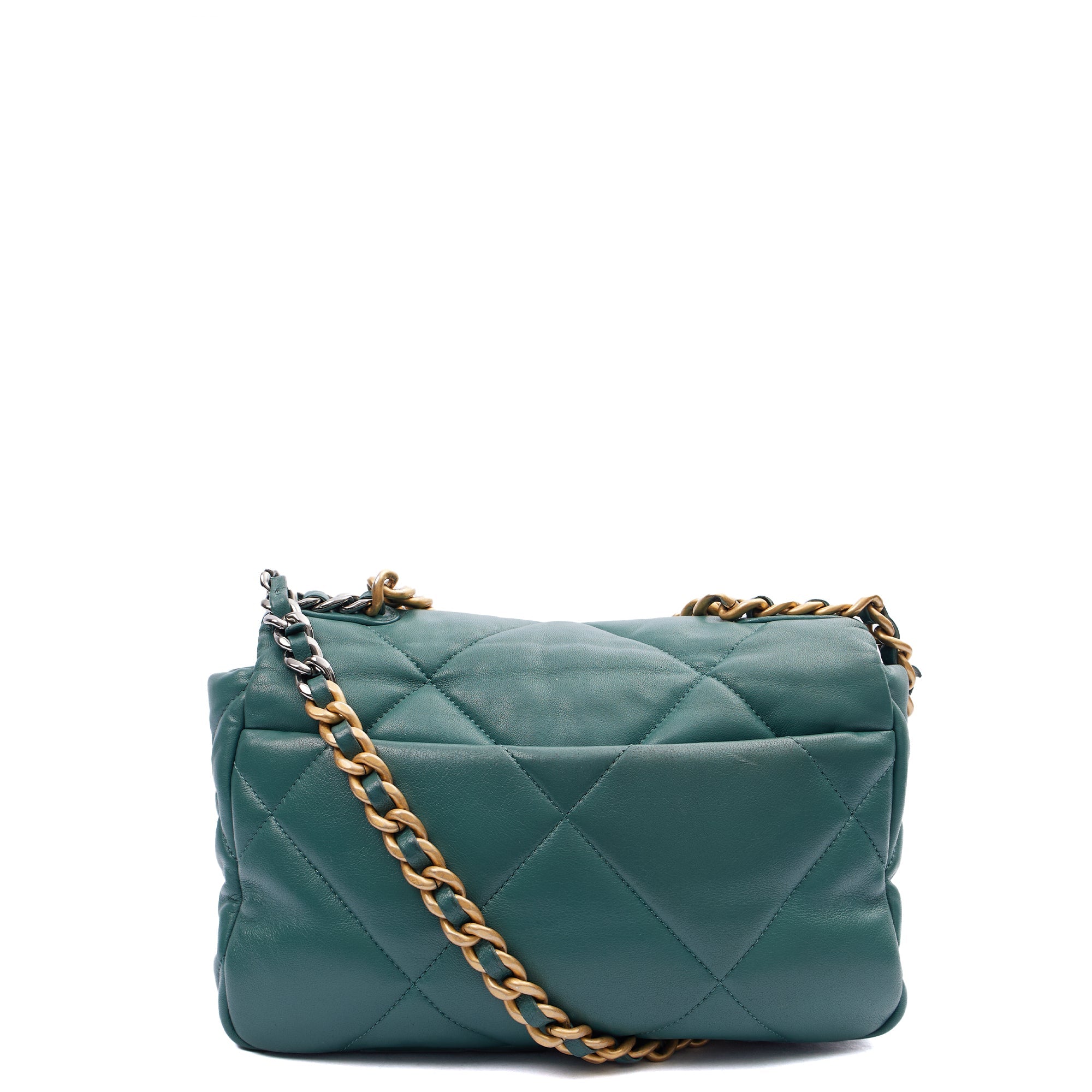 Chanel Cross Body Chanel 19 in Green, Calfskin Leather