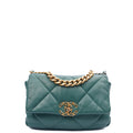 Chanel Cross Body Chanel 19 in Green, Calfskin Leather