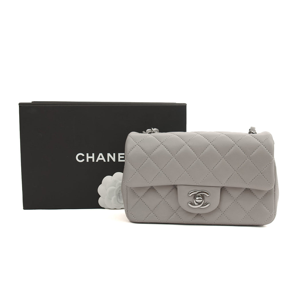 Chanel Cross Body Classic - Mini (Rectangular) in Grey, Calfskin Leather