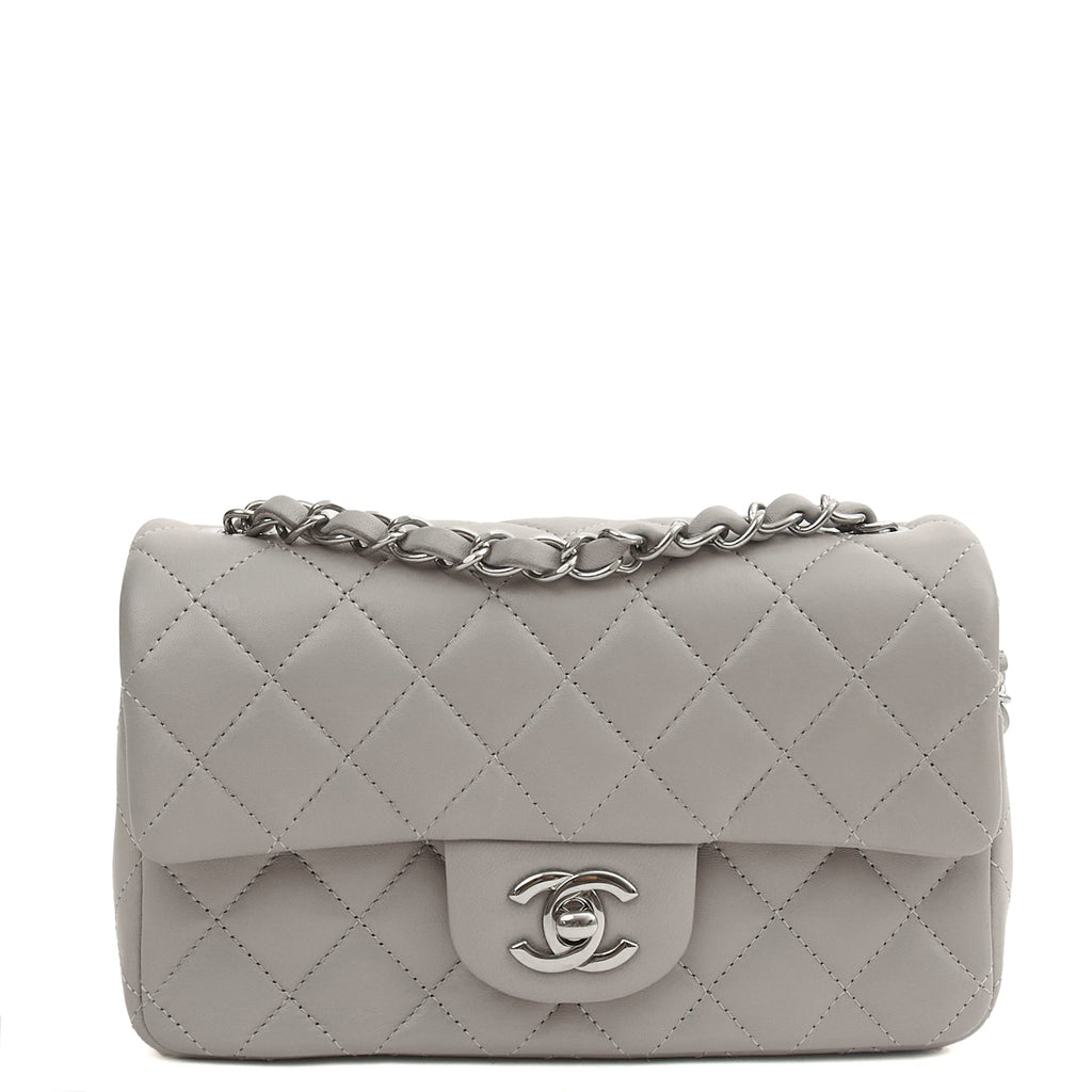 Chanel Cross Body Classic - Mini (Rectangular) in Grey, Calfskin Leather