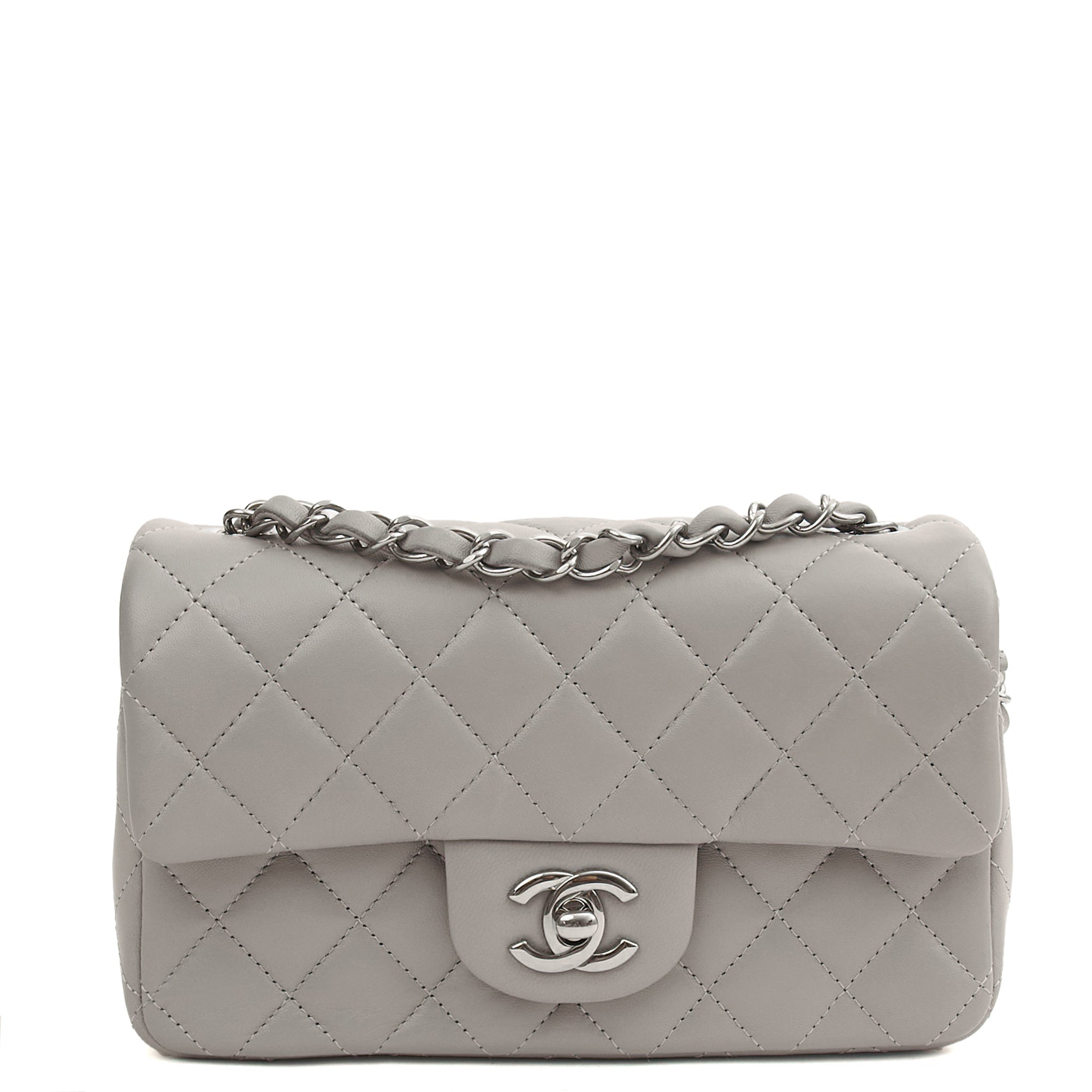 Chanel Cross Body Classic - Mini (Rectangular) in Grey, Calfskin Leather