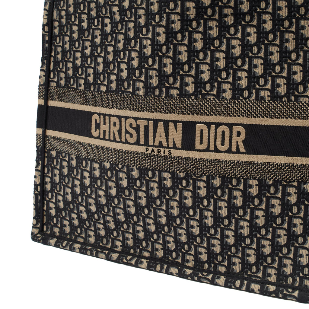 Christian Dior Tote Book Tote in Blue, Dior Oblique Embroidery