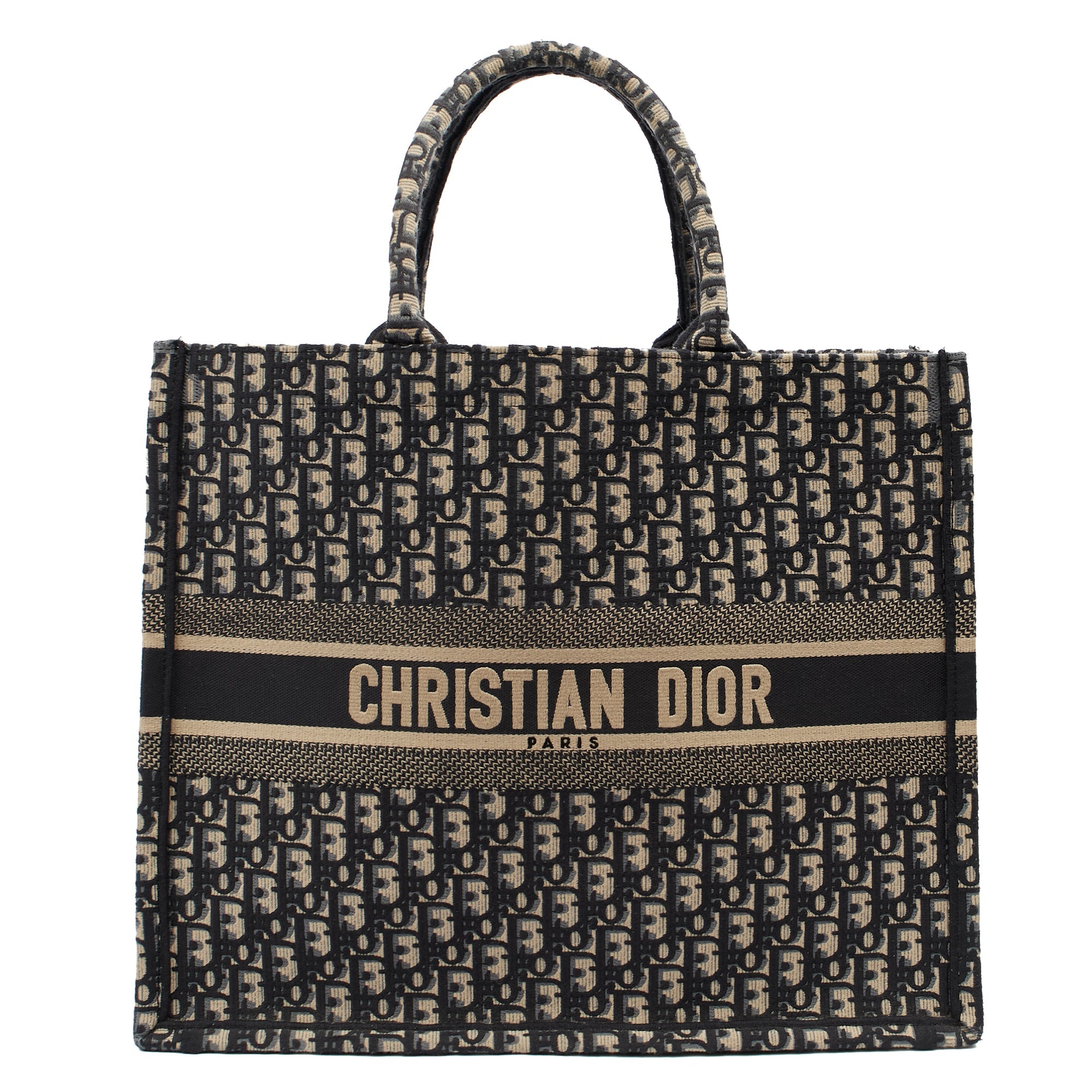 Christian Dior Tote Book Tote in Blue, Dior Oblique Embroidery