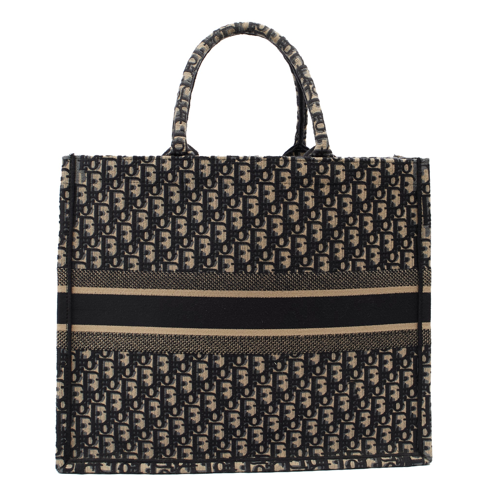 Christian Dior Tote Book Tote in Blue, Dior Oblique Embroidery