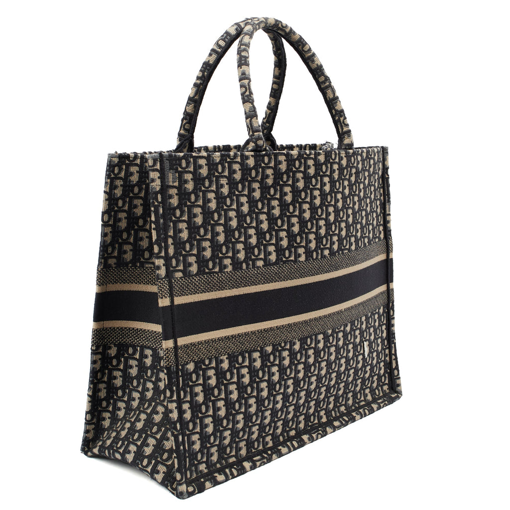 Christian Dior Tote Book Tote in Blue, Dior Oblique Embroidery