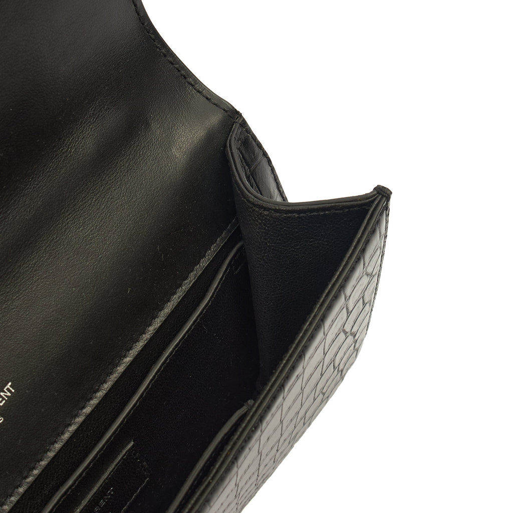 Saint Laurent Cross Body Crossbody in Black, Exotic Effect Leather