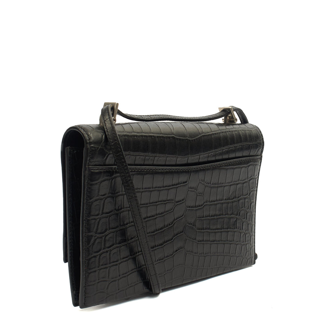 Saint Laurent Cross Body Crossbody in Black, Exotic Effect Leather