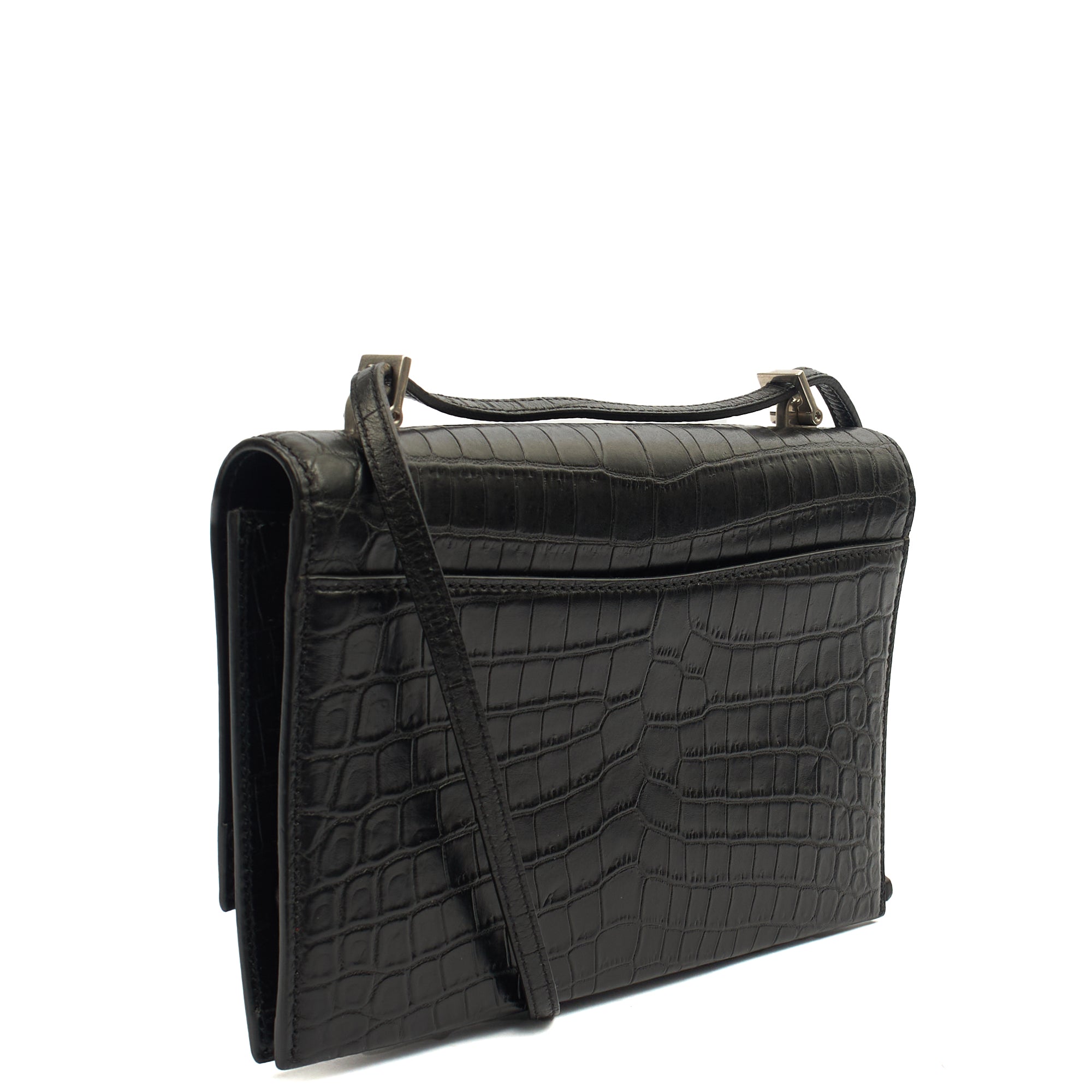 Saint Laurent Cross Body Crossbody in Black, Exotic Effect Leather