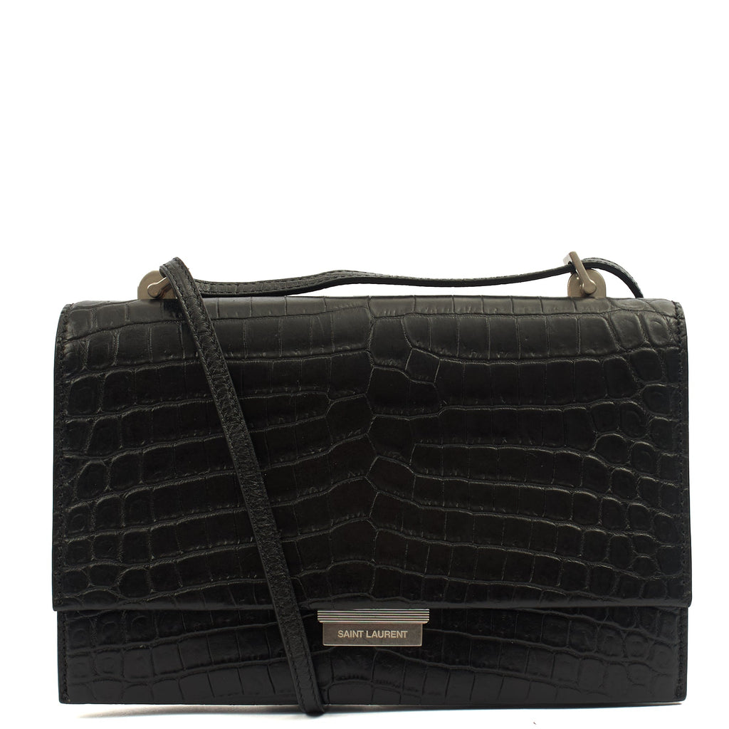 Saint Laurent Cross Body Crossbody in Black, Exotic Effect Leather