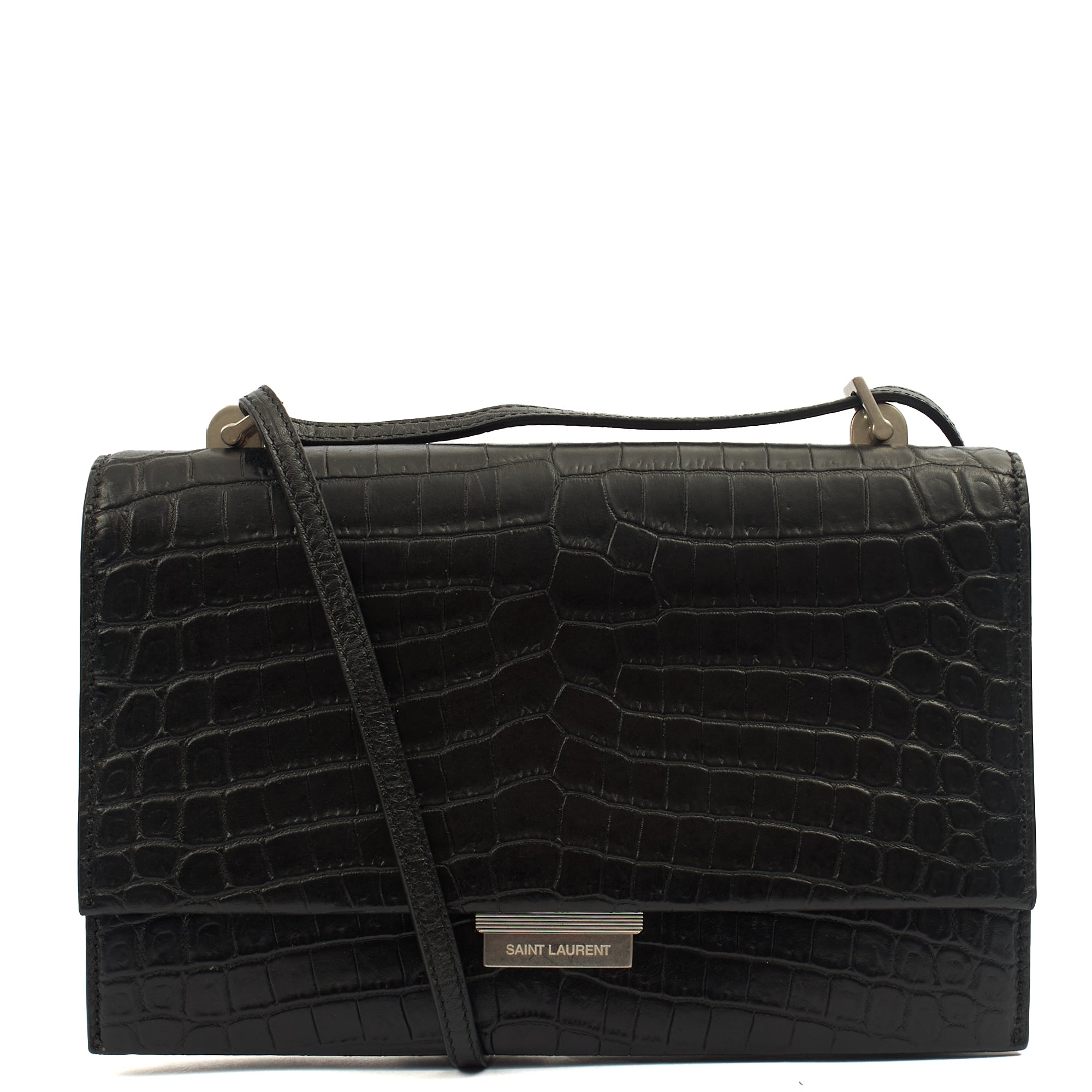 Saint Laurent Cross Body Crossbody in Black, Exotic Effect Leather