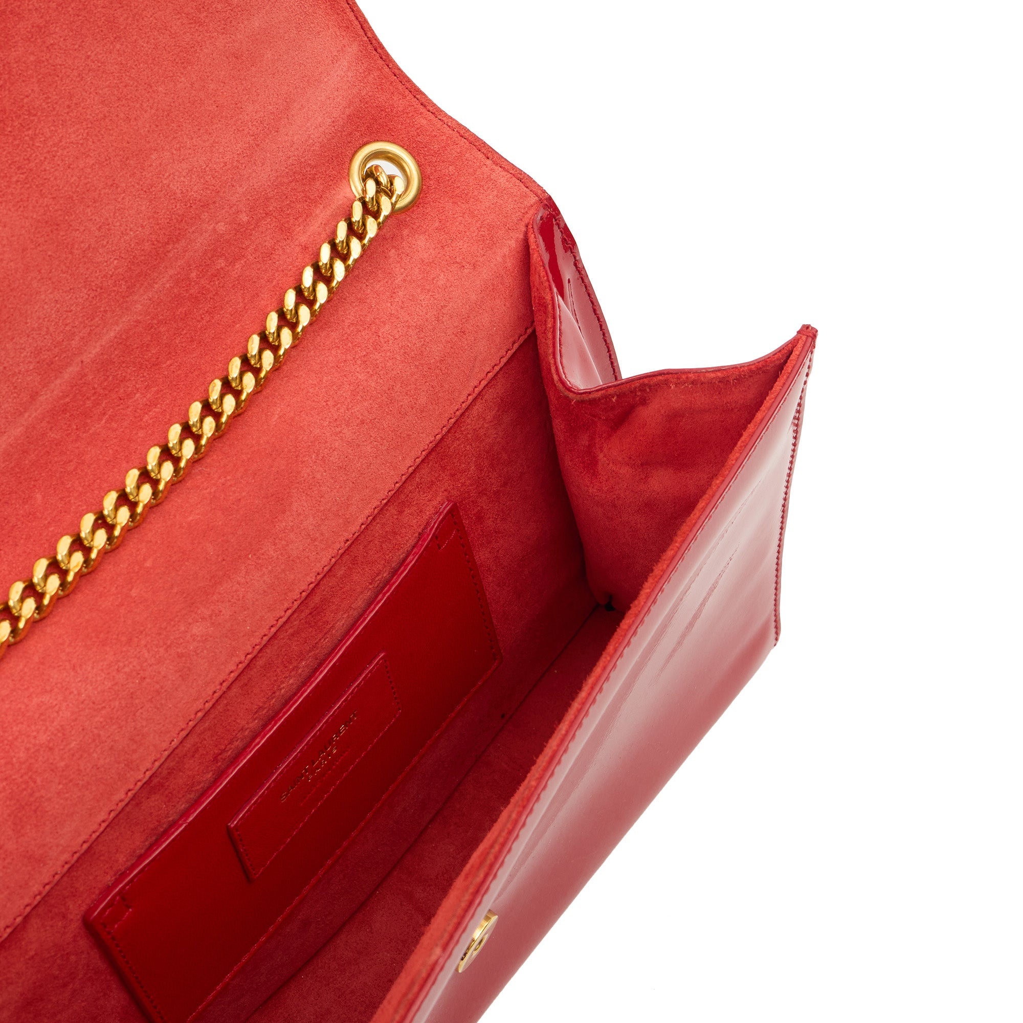 Saint Laurent Cross Body Kate Medium in Red, Patent Leather