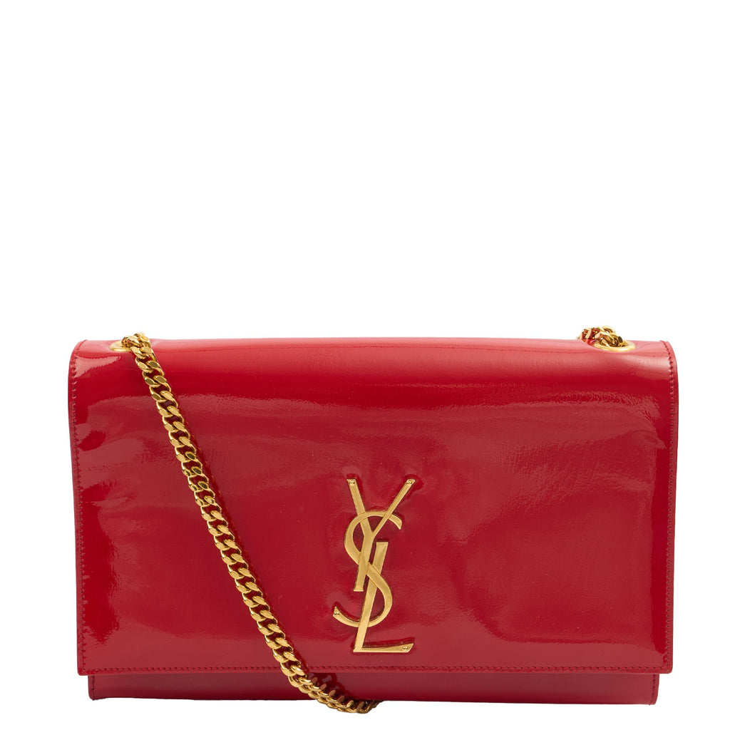 Saint Laurent Cross Body Kate Medium in Red, Patent Leather
