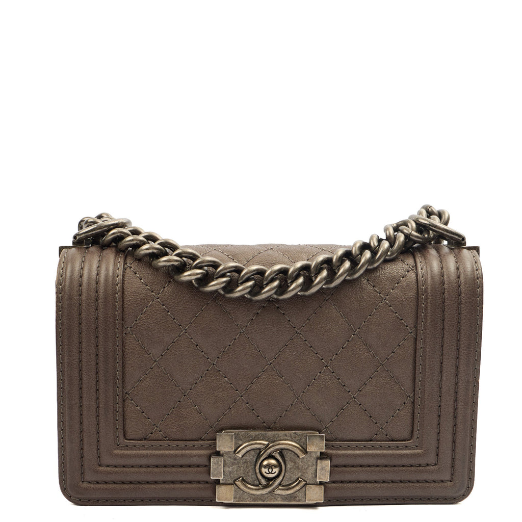 Chanel Shoulder Bag Boy - Mini in Metallic, Calfskin Leather