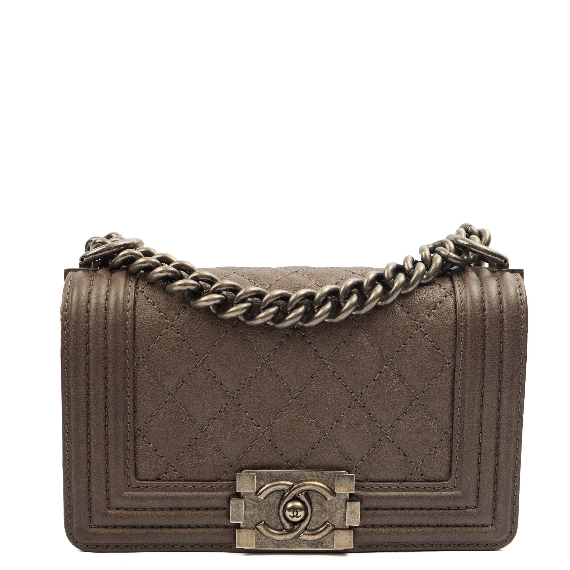 Chanel Shoulder Bag Boy - Mini in Metallic, Calfskin Leather
