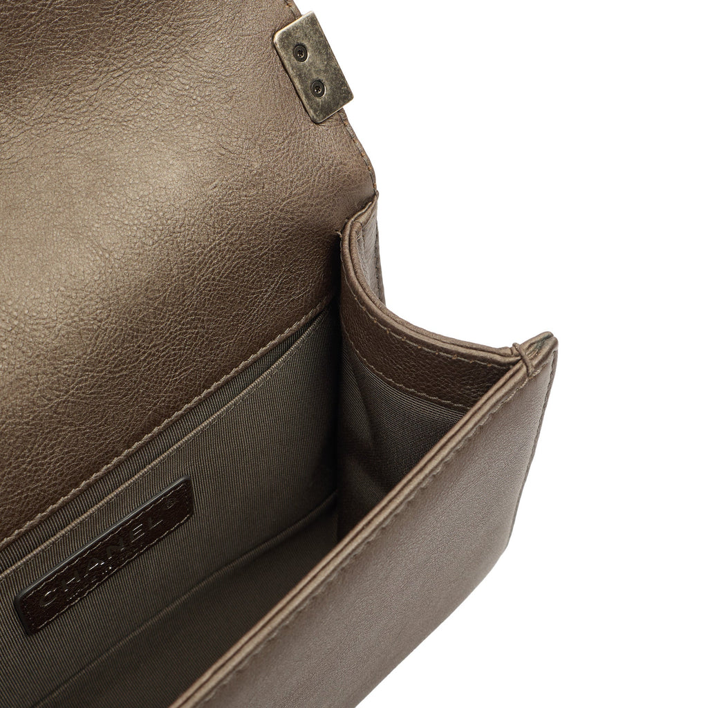 Chanel Shoulder Bag Boy - Mini in Metallic, Calfskin Leather