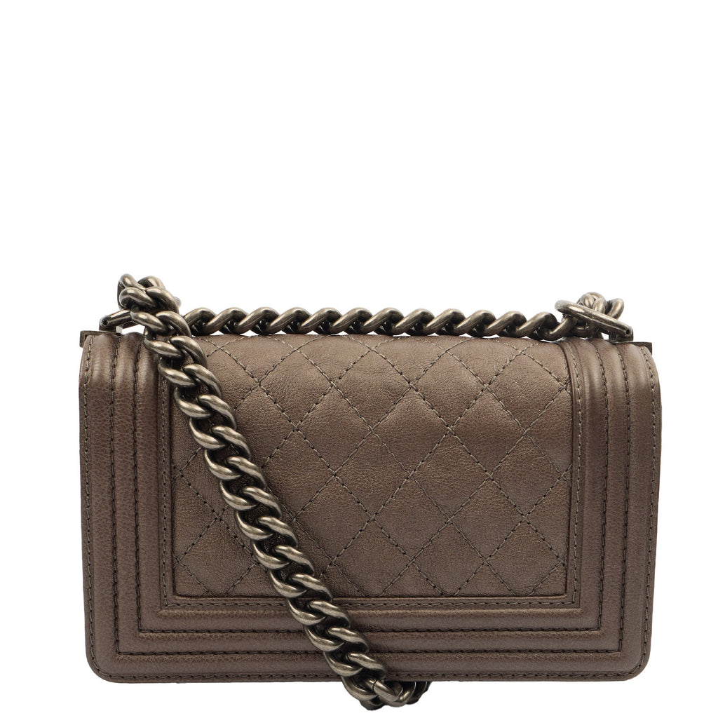 Chanel Shoulder Bag Boy - Mini in Metallic, Calfskin Leather