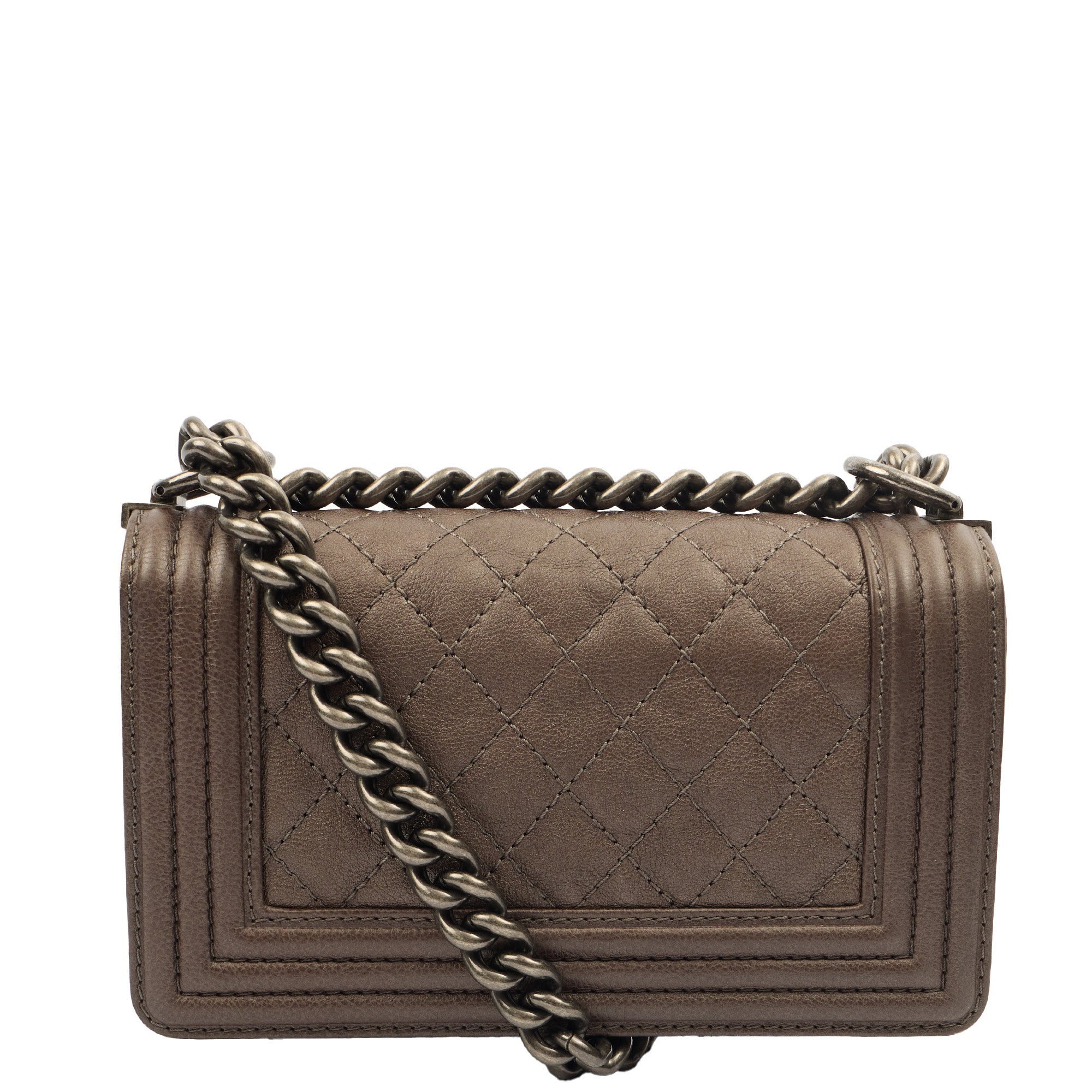 Chanel Shoulder Bag Boy - Mini in Metallic, Calfskin Leather