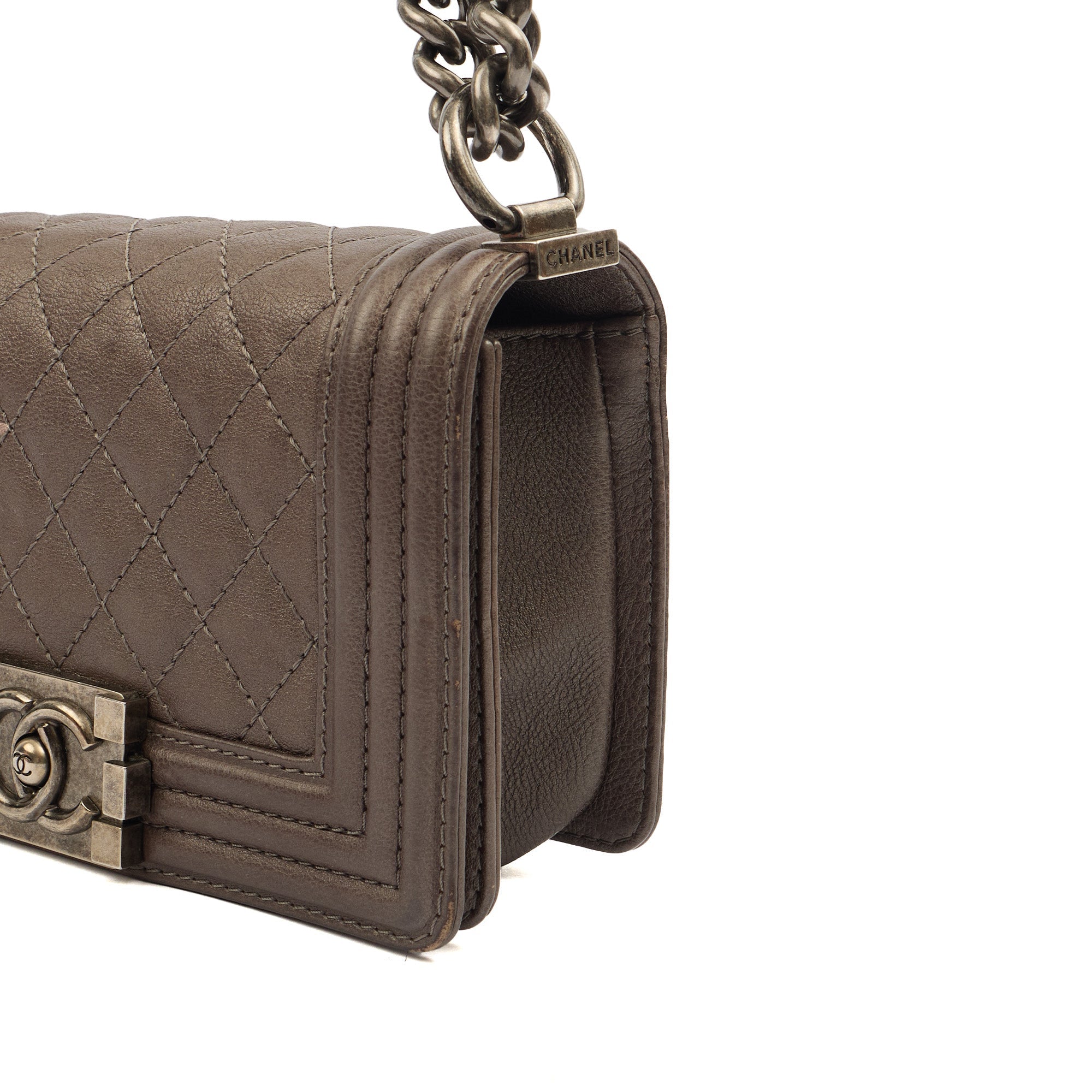 Chanel Shoulder Bag Boy - Mini in Metallic, Calfskin Leather