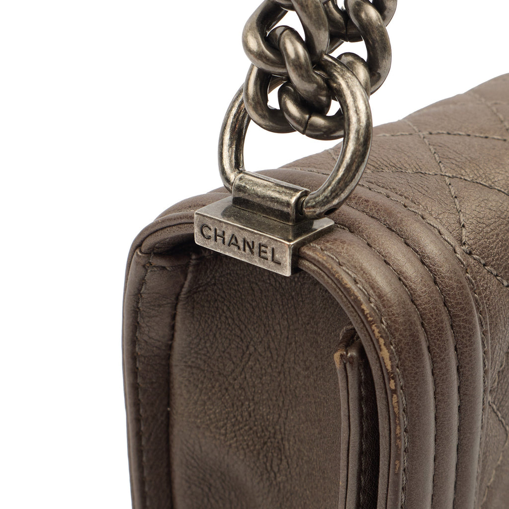 Chanel Shoulder Bag Boy - Mini in Metallic, Calfskin Leather