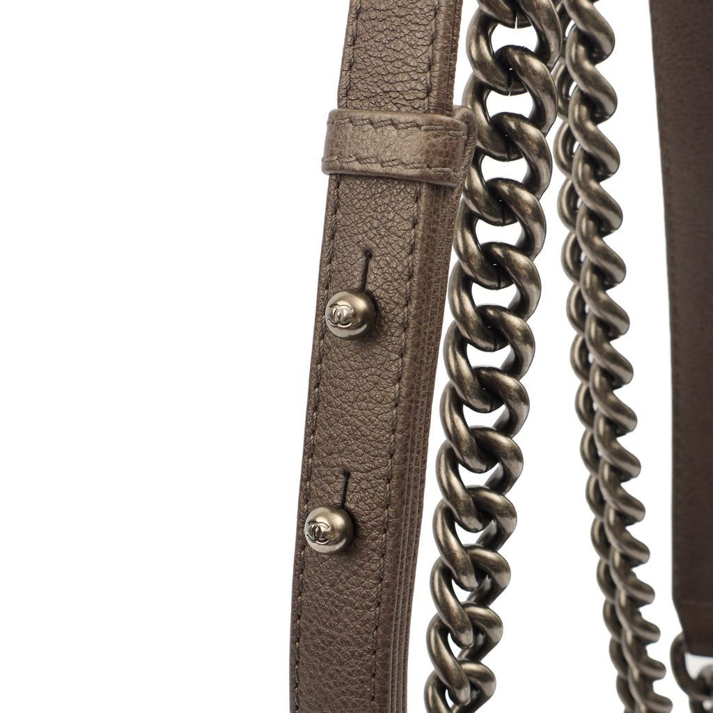 Chanel Shoulder Bag Boy - Mini in Metallic, Calfskin Leather