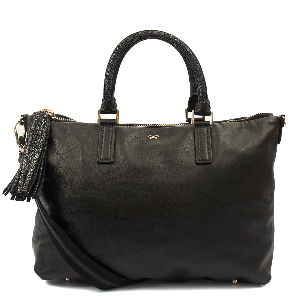 Anya Hindmarch Tote Maxi Zip- Top Handle  in Black, Leather