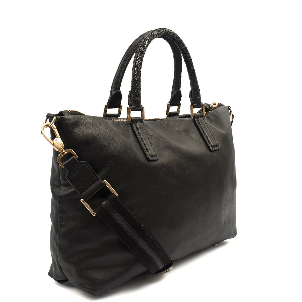 Anya Hindmarch Tote Maxi Zip- Top Handle  in Black, Leather