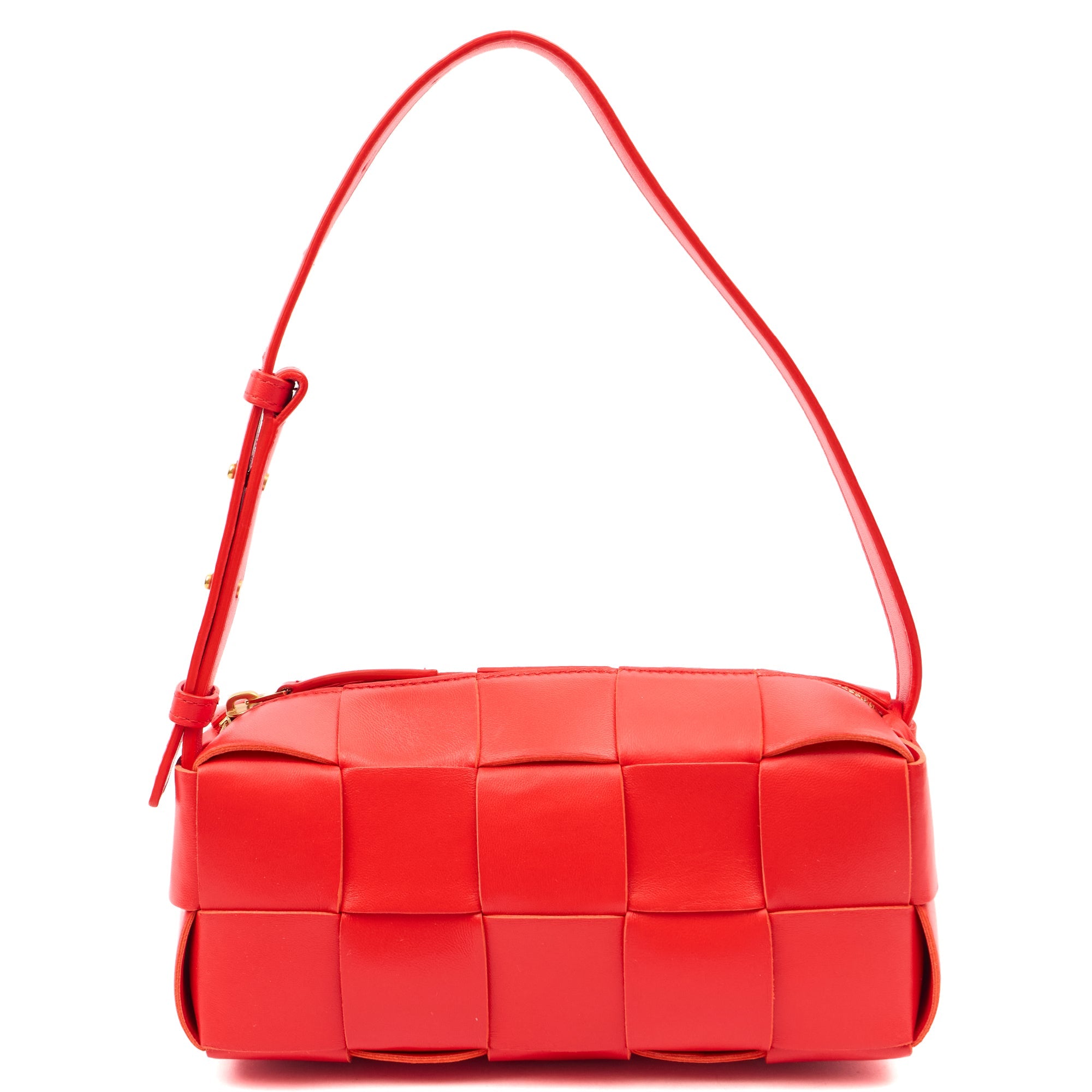 Bottega Veneta Shoulder Bag Brick in Red, Intrecciato Nappa