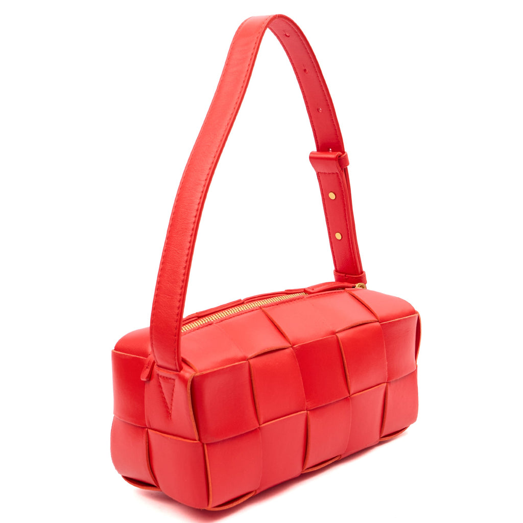 Bottega Veneta Shoulder Bag Brick in Red, Intrecciato Nappa