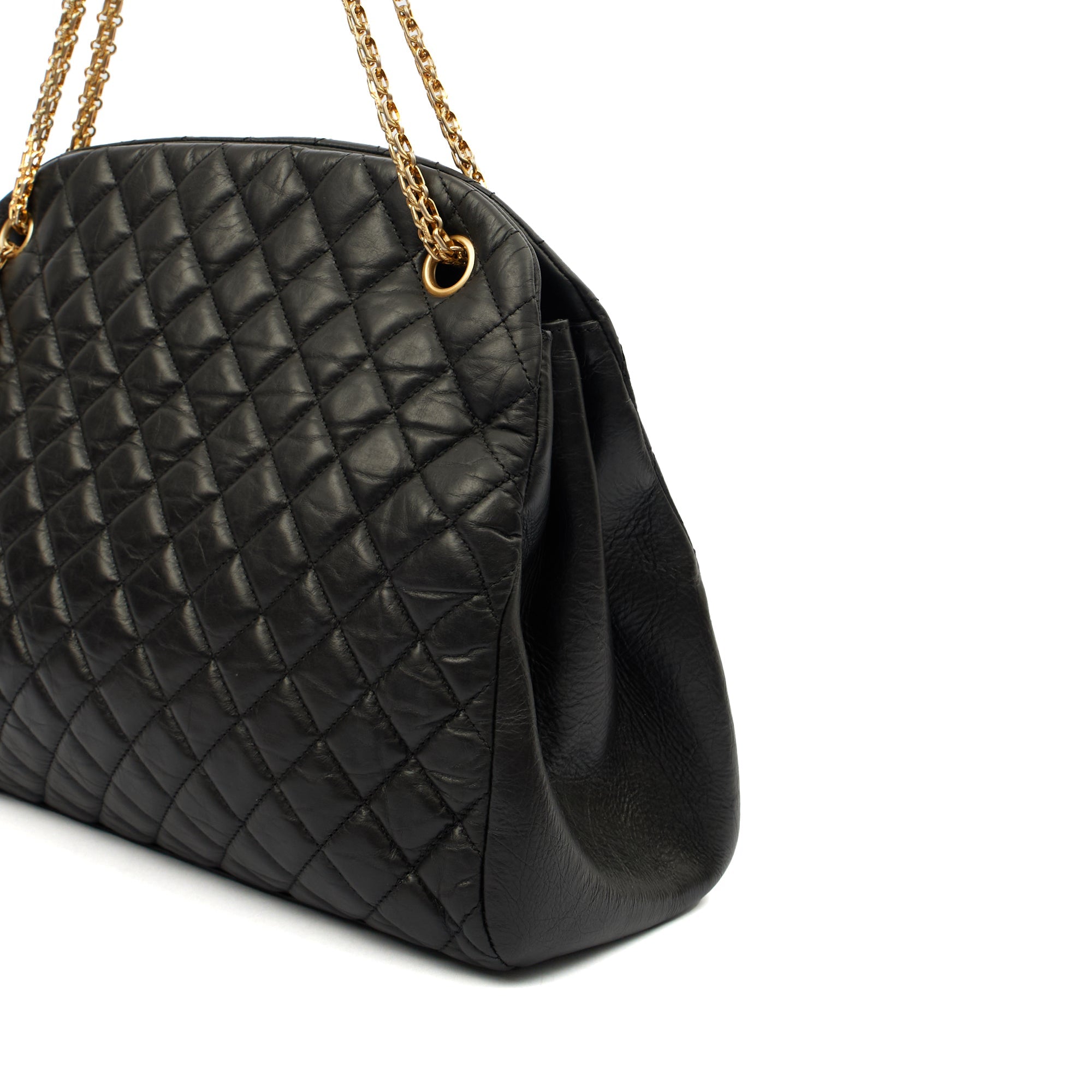 Chanel Tote Mademoiselle Bowling Bag - Large in Black, Calfskin Leather