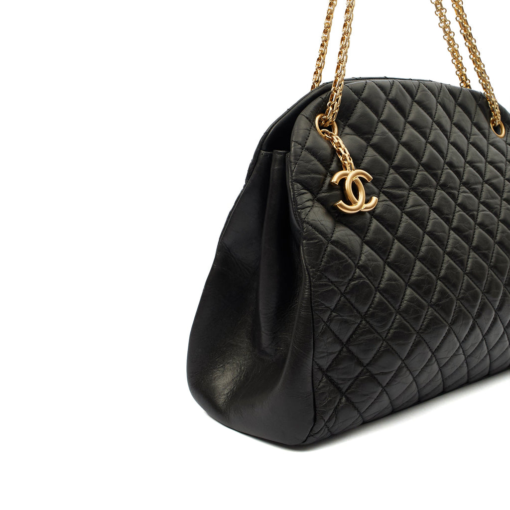 Chanel Tote Mademoiselle Bowling Bag - Large in Black, Calfskin Leather