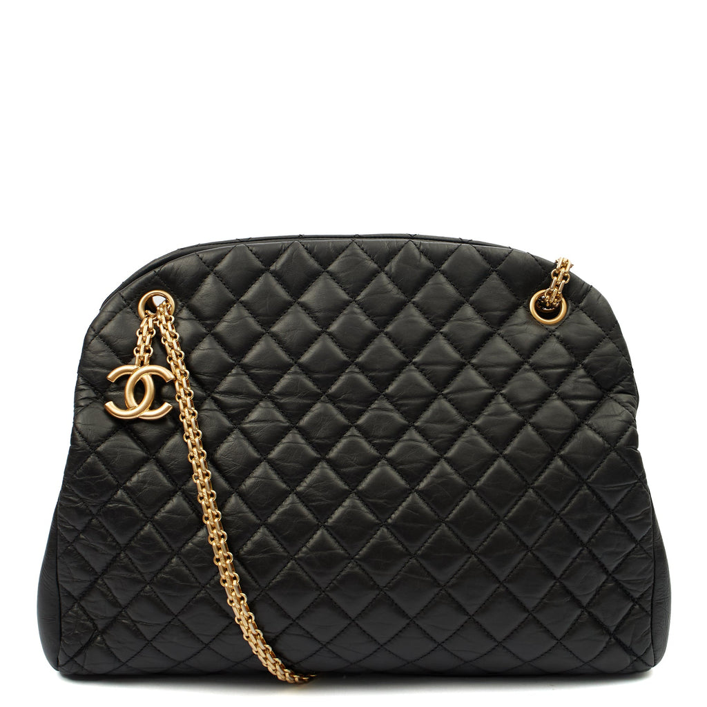 Chanel Tote Mademoiselle Bowling Bag - Large in Black, Calfskin Leather