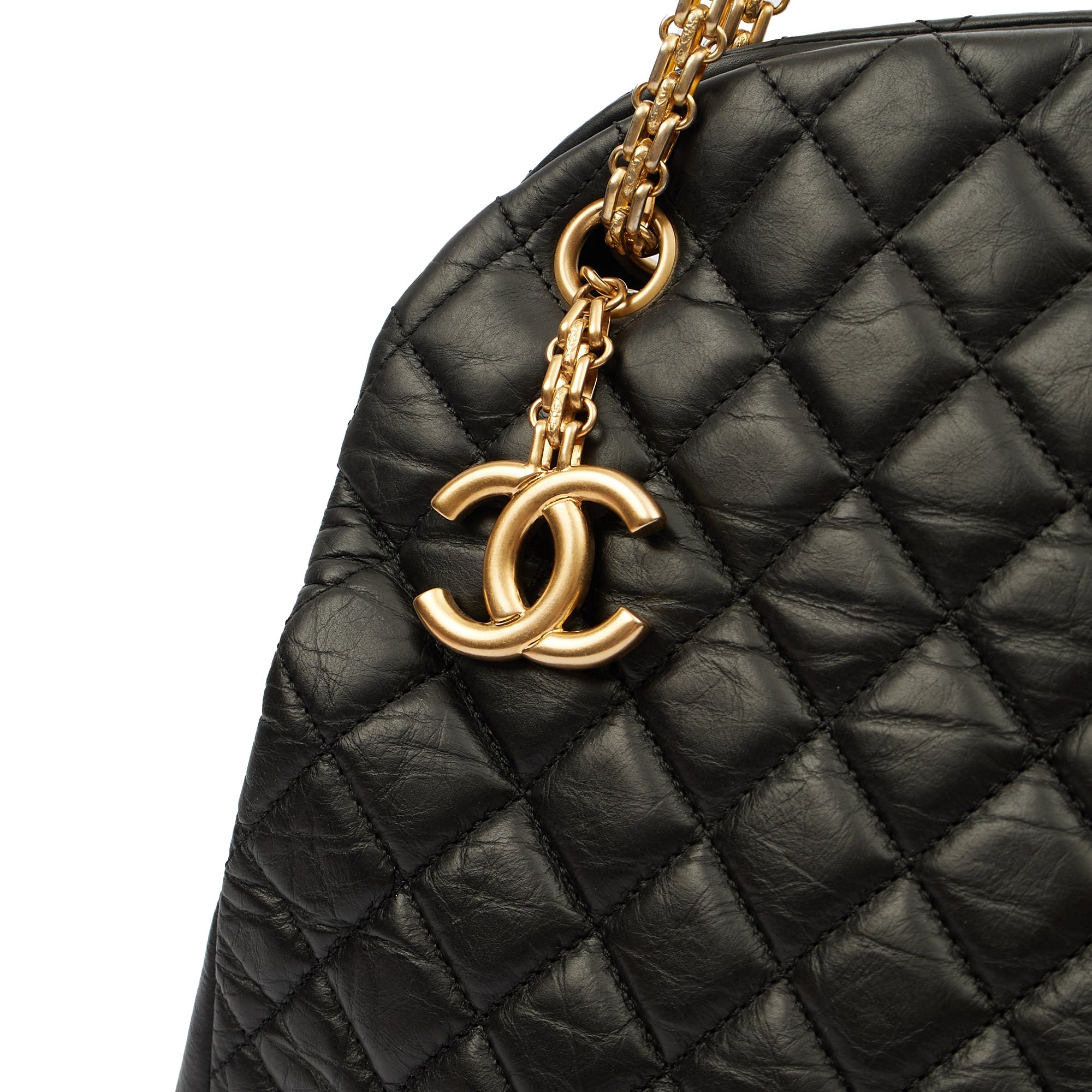 Chanel Tote Mademoiselle Bowling Bag - Large in Black, Calfskin Leather