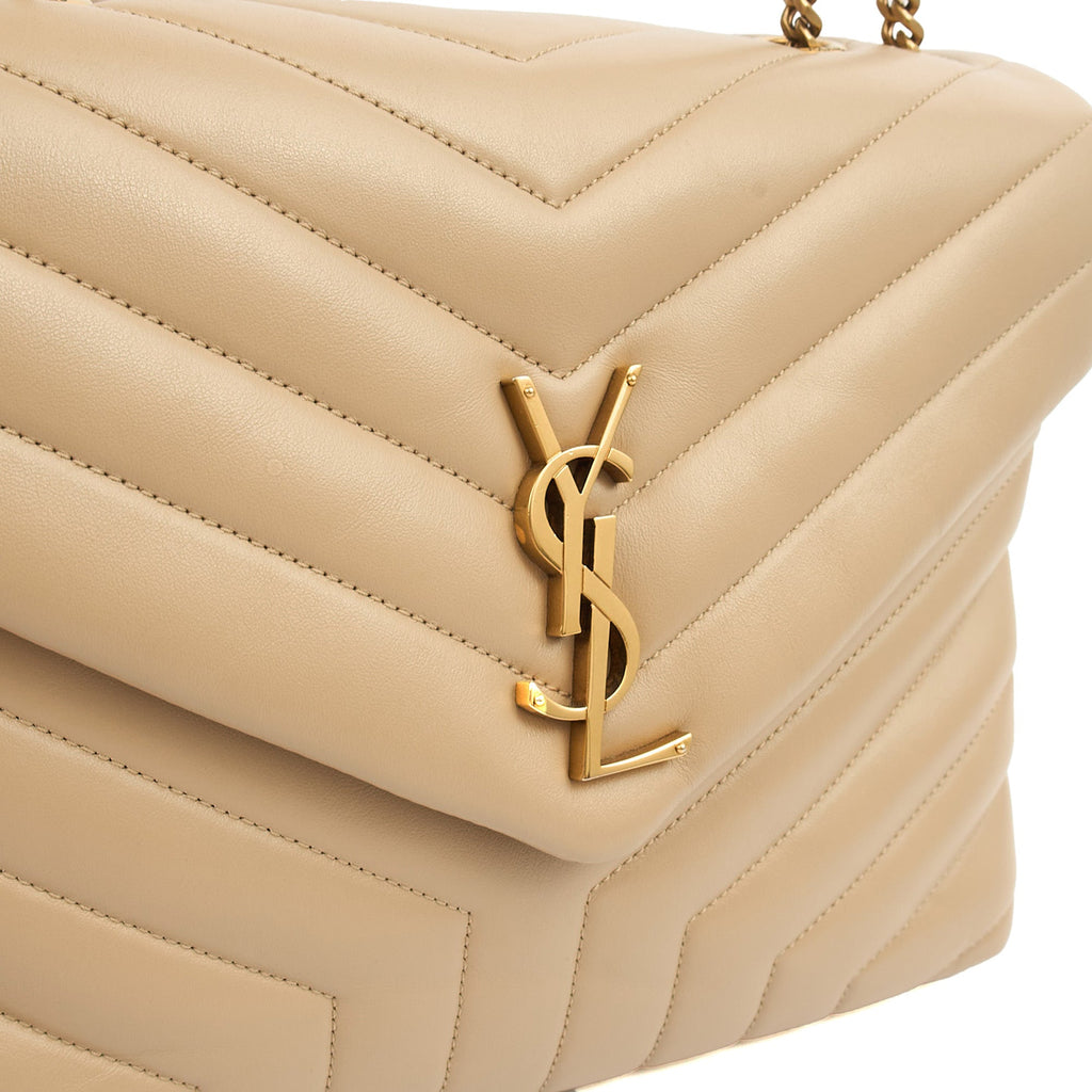 Saint Laurent Shoulder Bag Lou Lou - Medium in Cream, Calfskin Leather