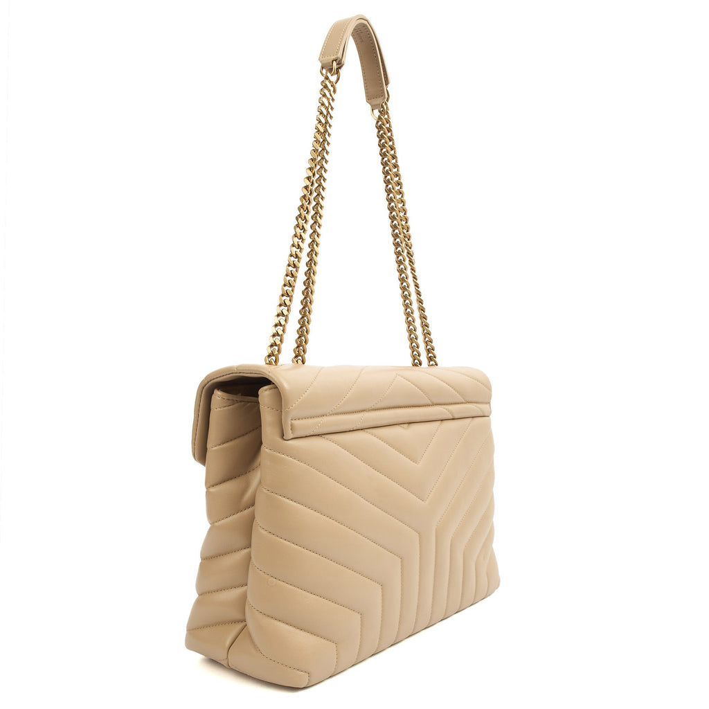 Saint Laurent Shoulder Bag Lou Lou - Medium in Cream, Calfskin Leather
