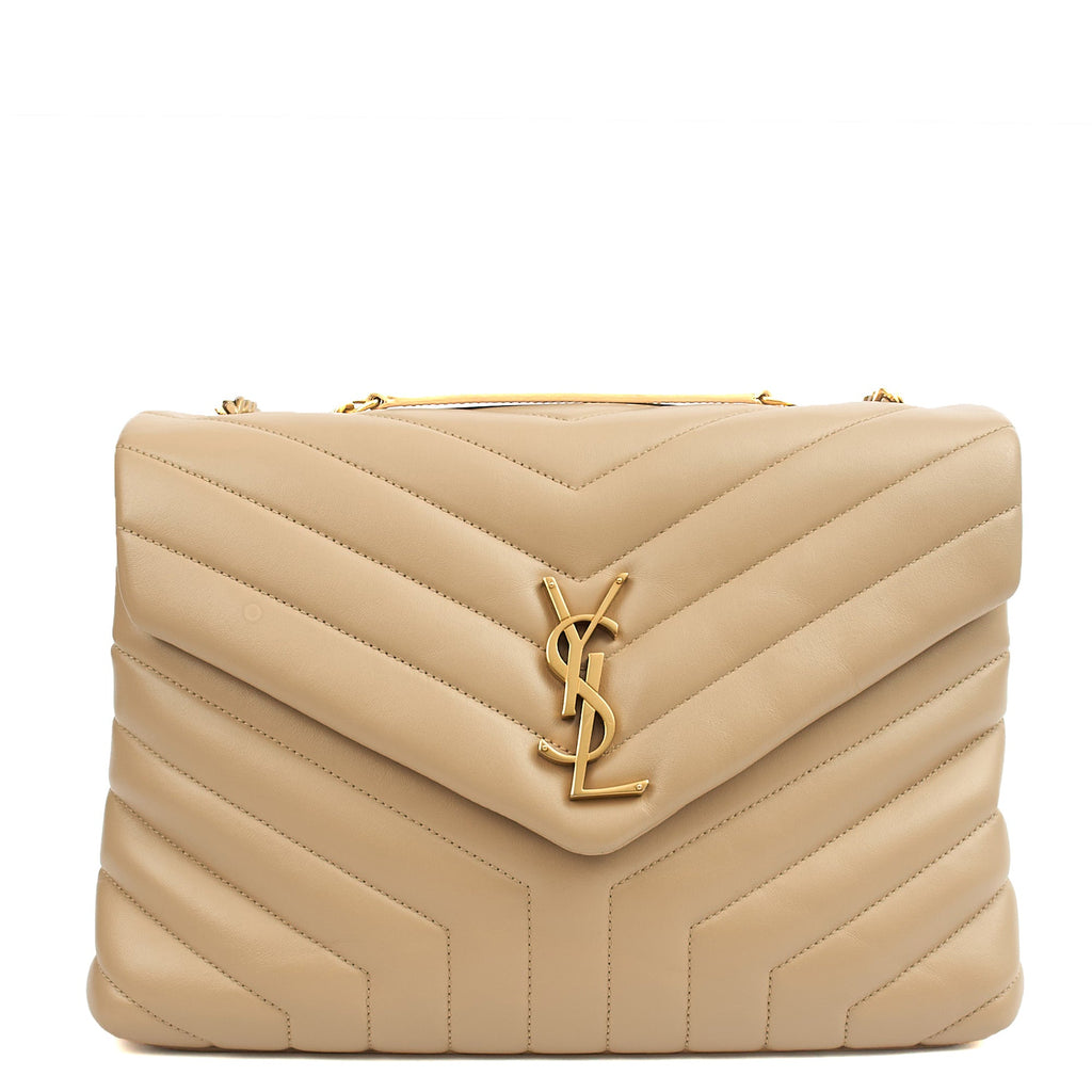 Saint Laurent Shoulder Bag Lou Lou - Medium in Cream, Calfskin Leather
