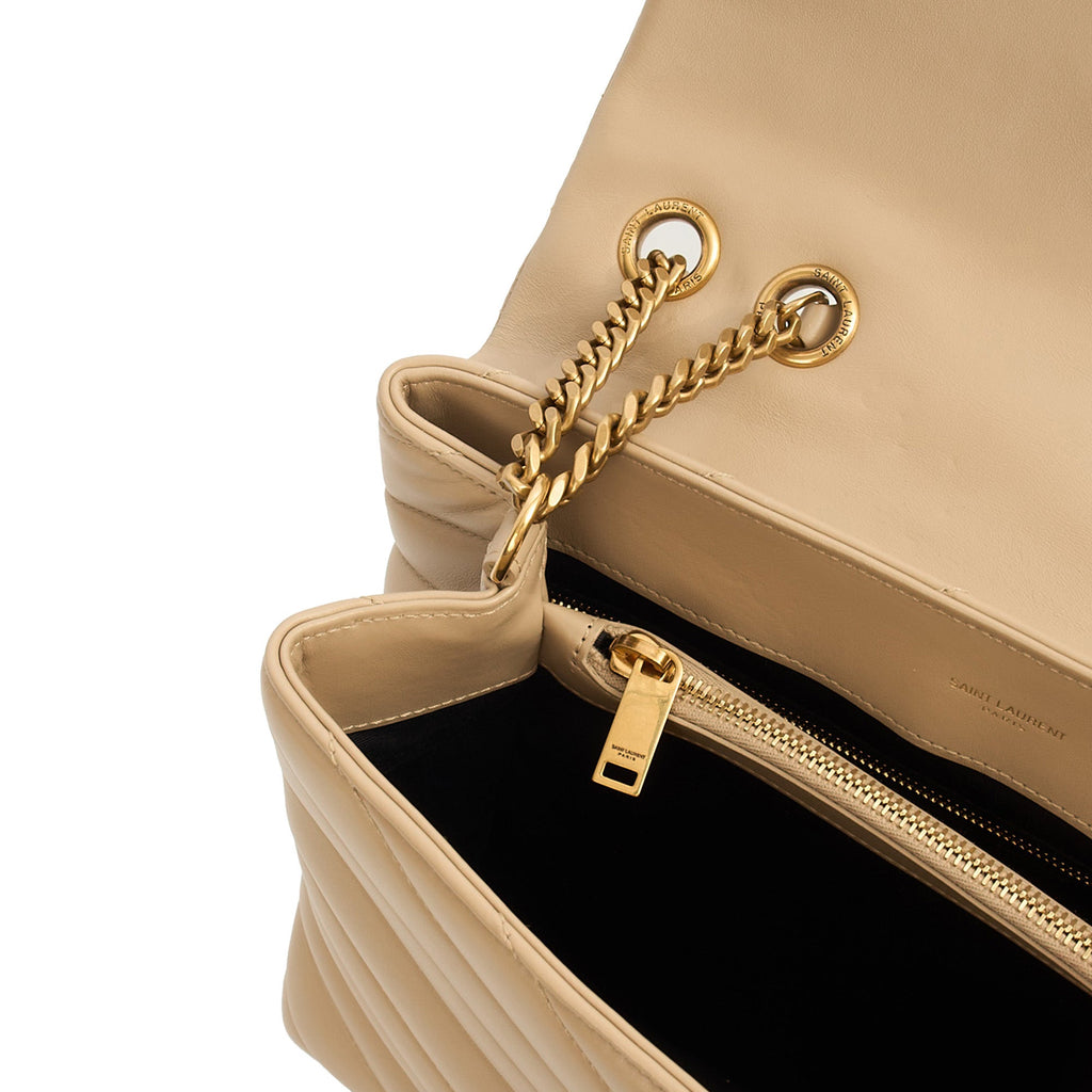 Saint Laurent Shoulder Bag Lou Lou - Medium in Cream, Calfskin Leather