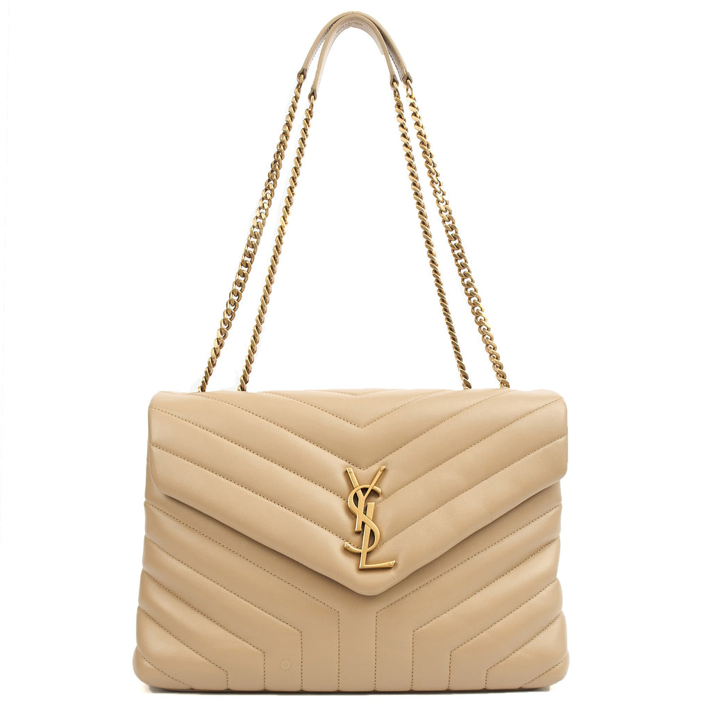 Saint Laurent Shoulder Bag Lou Lou - Medium in Cream, Calfskin Leather