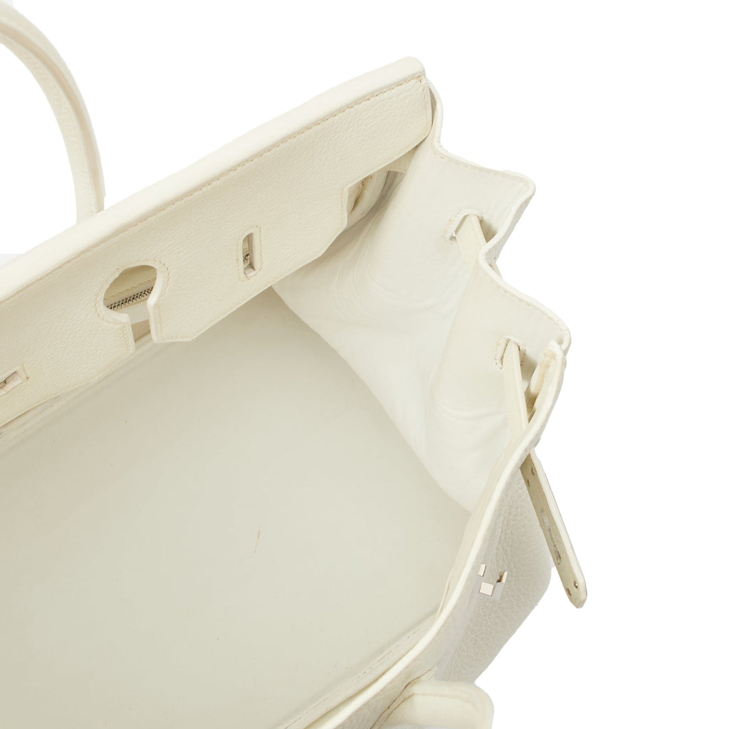 Hermes Top Handle Birkin 35 in White, Clemence Leather