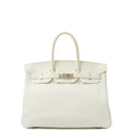 Hermes Top Handle Birkin 35 in White, Clemence Leather