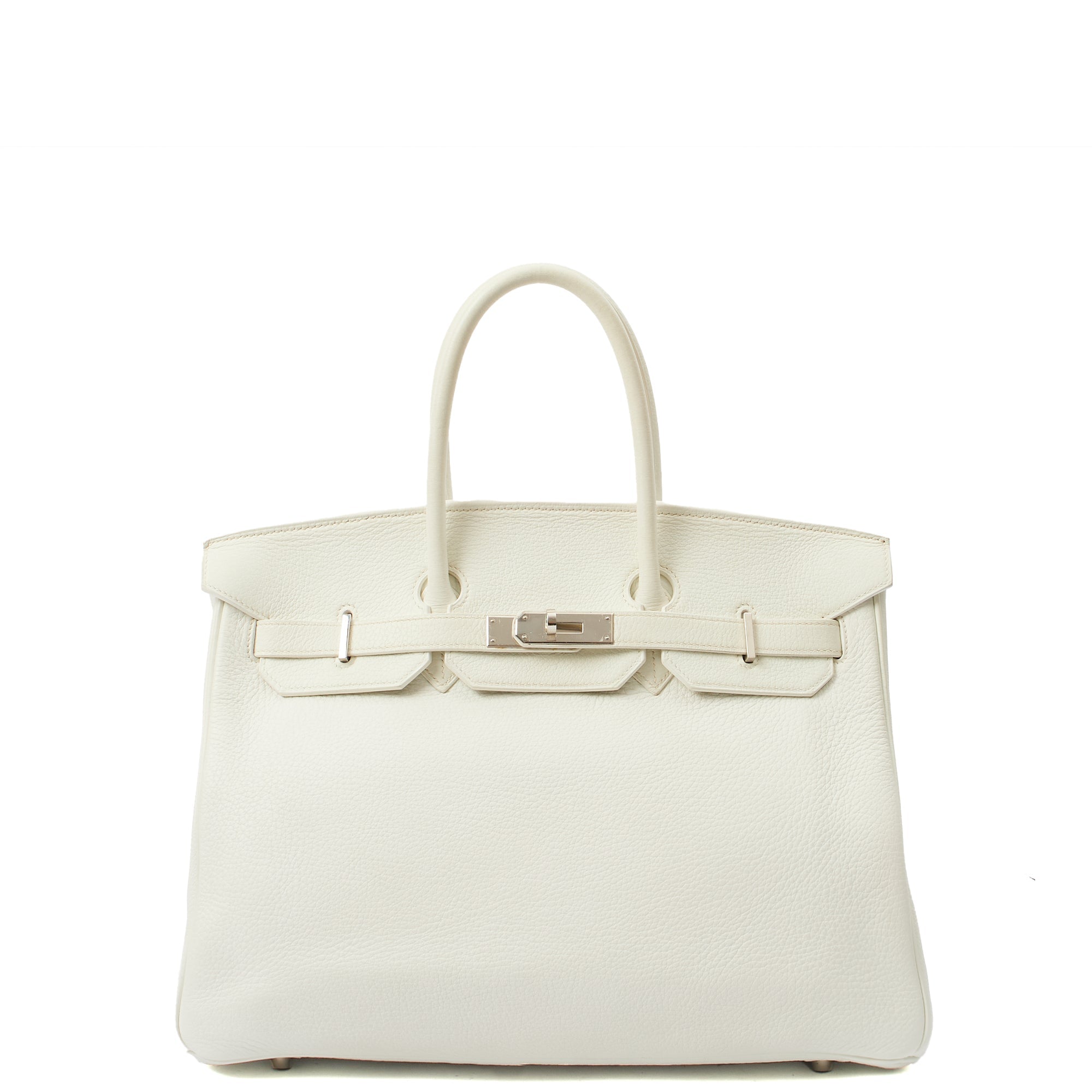 Hermes Top Handle Birkin 35 in White, Clemence Leather