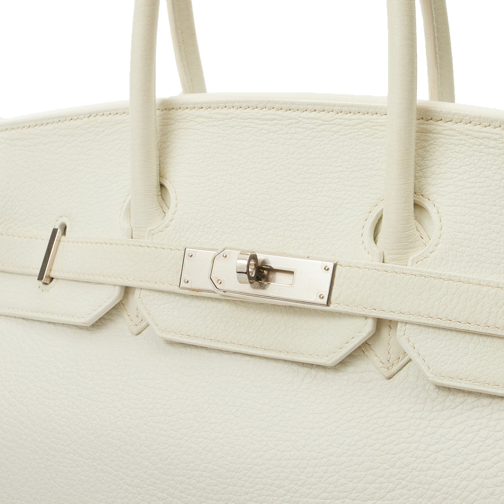 Hermes Top Handle Birkin 35 in White, Clemence Leather