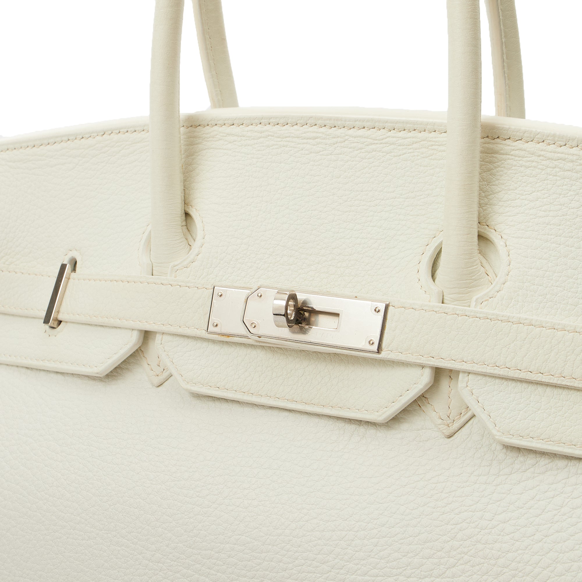 Hermes Top Handle Birkin 35 in White, Clemence Leather